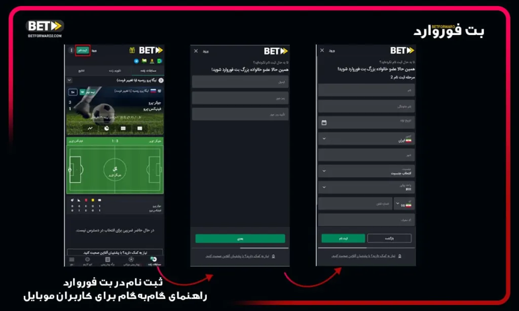 ثبت نام در بت فوروارد: راهنمای گام‌به‌گام برای کاربران موبایل